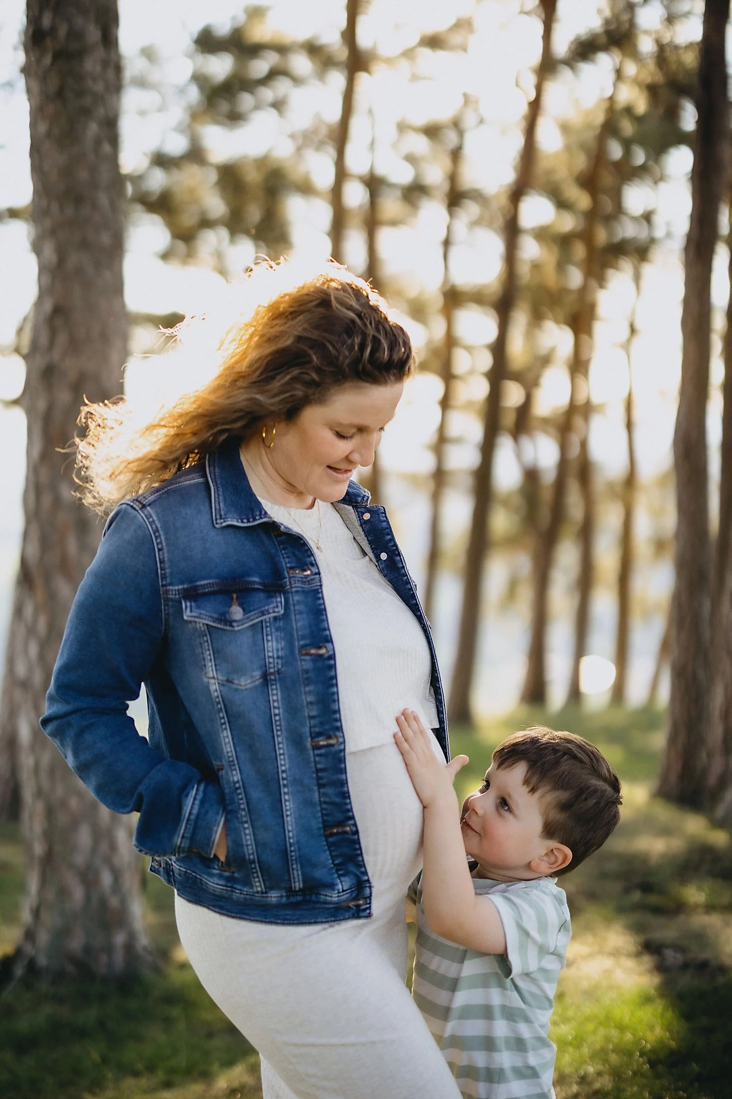Natürliche Familienfotos bei Sonnenuntergang